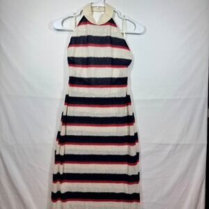 Zara Striped Halter Maxi Dress Sleeveless Knit‎ Casual Summer Size Medium NWT